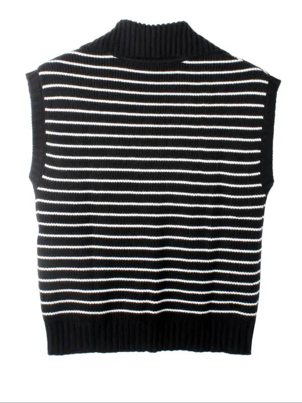 Women's Striped Pattern Sweater Pullover, Casual Cap Sleeve Jumper for Summer, Fashion Women's Knitwear for Daily Wear 1