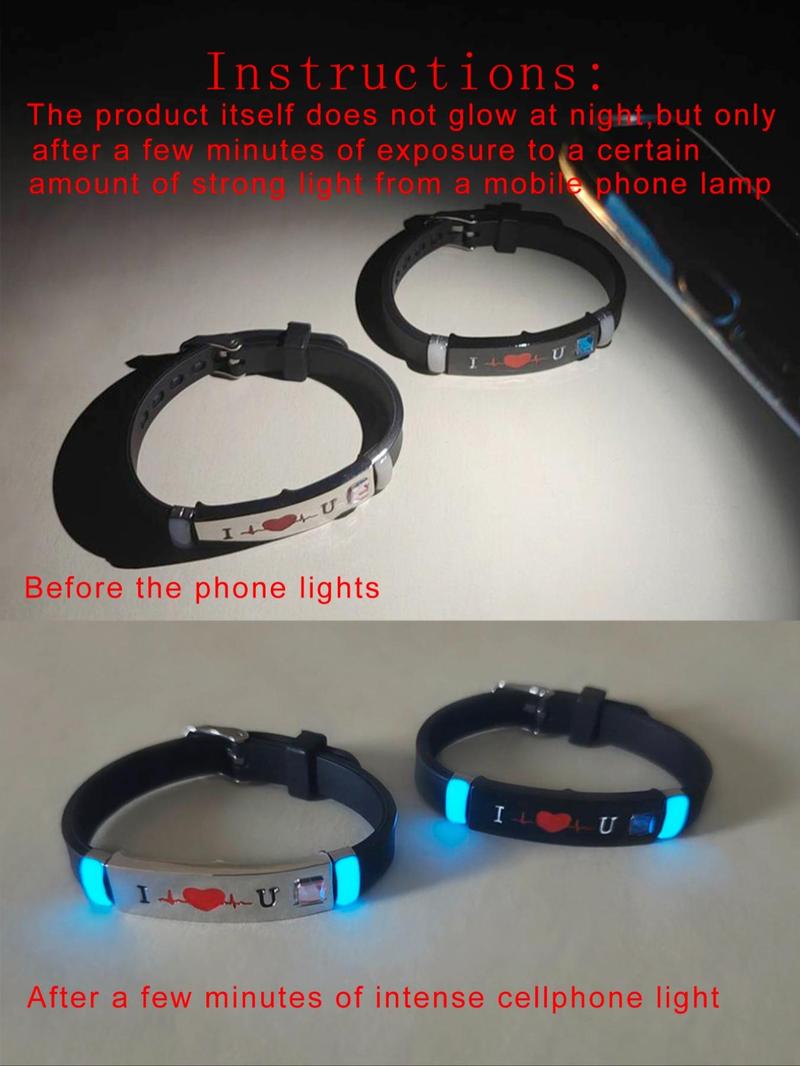 Product Introduction of Glow in The Dark Silicone Bracelet, Cute Letter Pattern Luminous Bracelet for Women & Men, Fashion Accessories for Party, Daily Decor 6