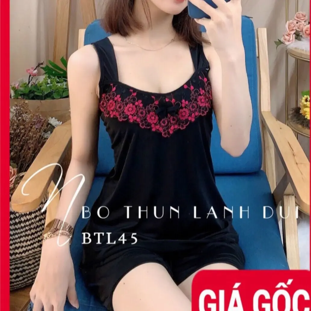 Bộ đùi nữ thun lạnh dây bản to phối ren hoa