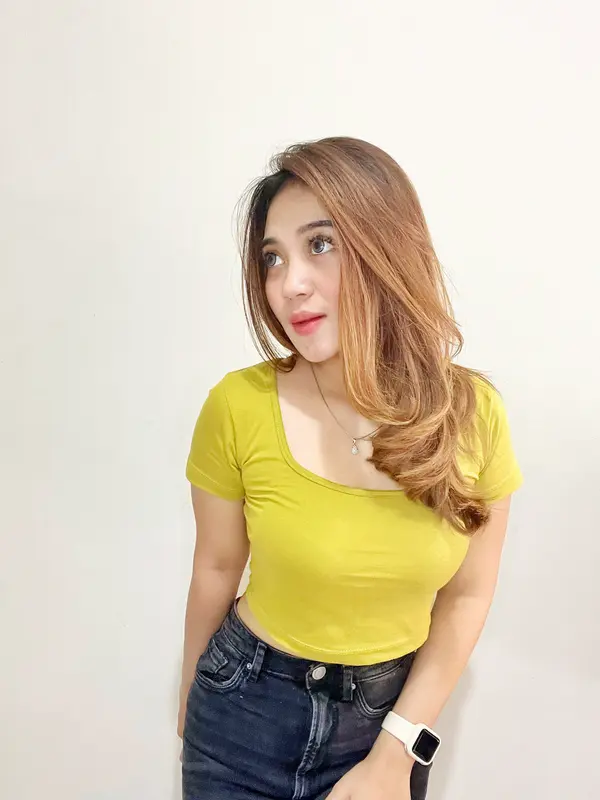 Kaos T-Shirt Crop Top Murah Korea Leher U 8