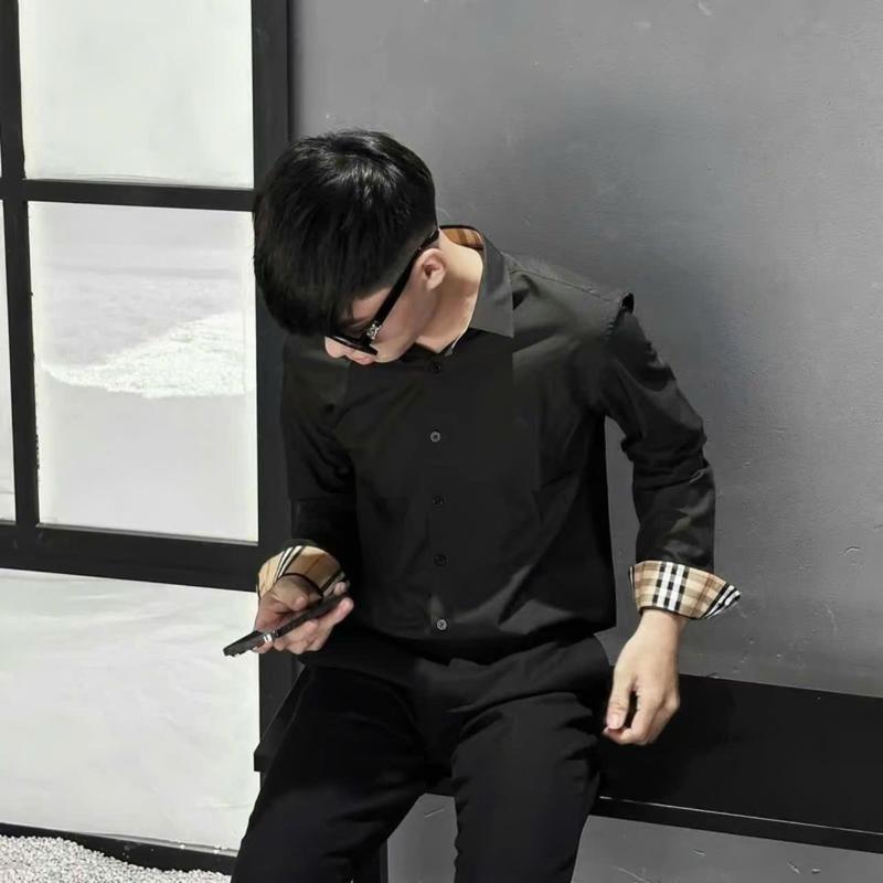 Áo sơ mi nam nữ tay dài Phối sọc 3 màu , chất vải cotton dày dặn phong cách trẻ trung cá tính. Dài Tay Menswear Top Cổ Tròn Xám Top Sọc Kẻ