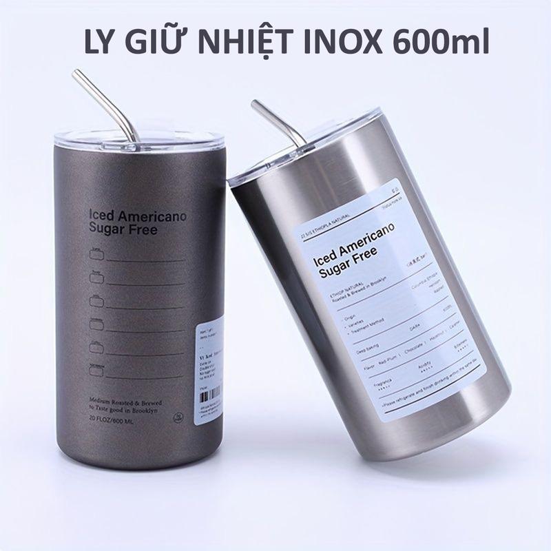  Ly Giữ Nhiệt Iced Americano Inox 304 tặng kèm ống hút inox 