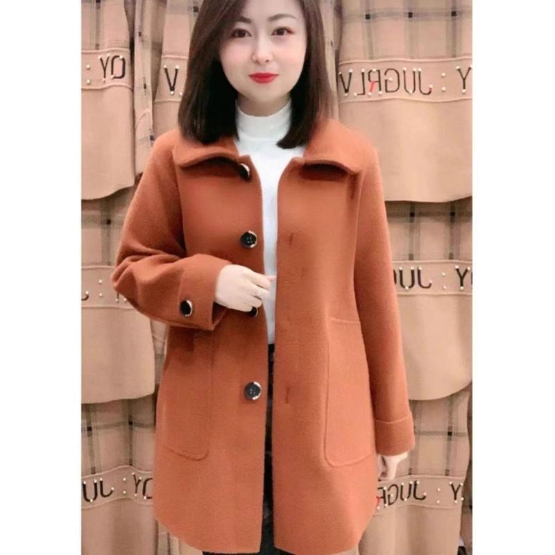 Áo Khoác Len, Cao Cấp, Dành Cho Phụ Nữ Trung Người Già Và Cao Tuổi, Phong Cách Phương Tây Phong Cách Hàn Quốc, Dáng Rộng Rãi Và Ấm Áp, Thích Hợp Cho Mùa Thu Và Mùa Đông, Trang Phục Của Mẹ Top Women 2