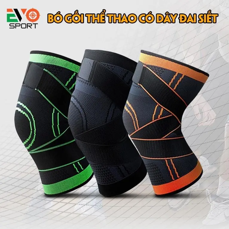 Bó gối có dây đai quấn trợ lực vải dệt kim 3D thoáng khí AL7720 Đai Quấn Bảo Vệ Đầu Gối Trợ Lực Thể Thao 1