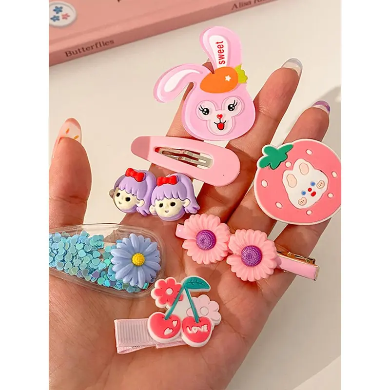Kẹp tóc dành cho bé gái mùa hè, kiểu dáng dễ thương, không gây tổn thương cho tóc, kẹp mái, phụ kiện tóc dành cho thiếu nữ duyên dáng của Hàn Quốc. Retro Casual Daily 3