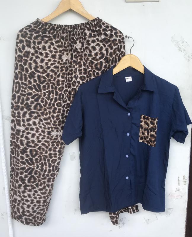 One Set Piyama Motif Ombre Ukuran Dewasa dan Remaja Murah Kualitas Butik Harga Grosir baju celana Setelan Wanita Rayon Panjang 4