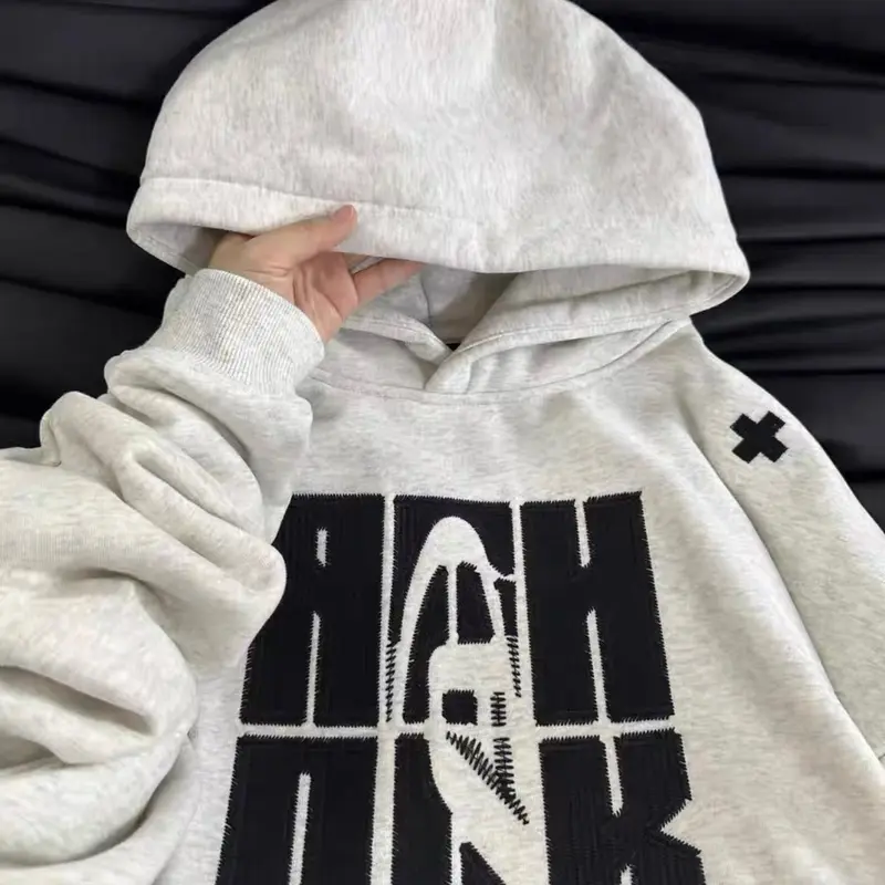 [FREESHIP] Hoodie nỉ bông thêu nổi nhiều size form rộng nón to women Cotton có thể giặt máy áo hoodie vàng áo hoodie & áo len khoác Nhung Top Kem boxy 5