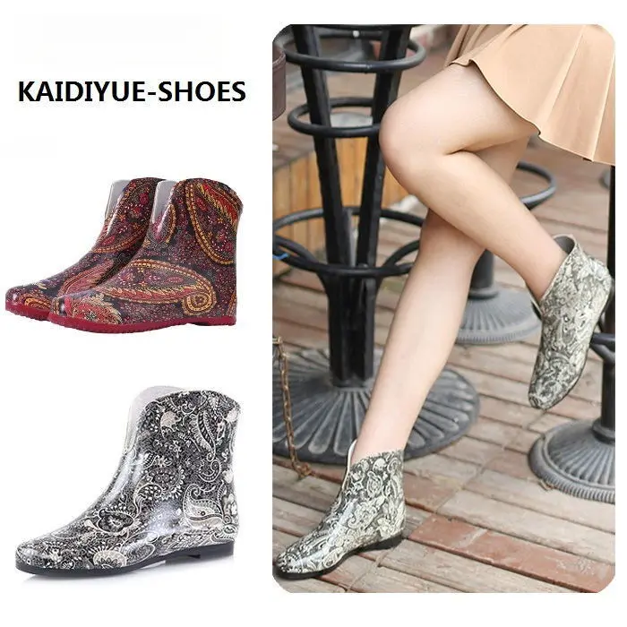 Kitty Yue Rain Boots Rain Shoes Rubber Rain Boots 2024 New Fashion Outdoor Wear Waterproof Non-Slip Female Low Boots