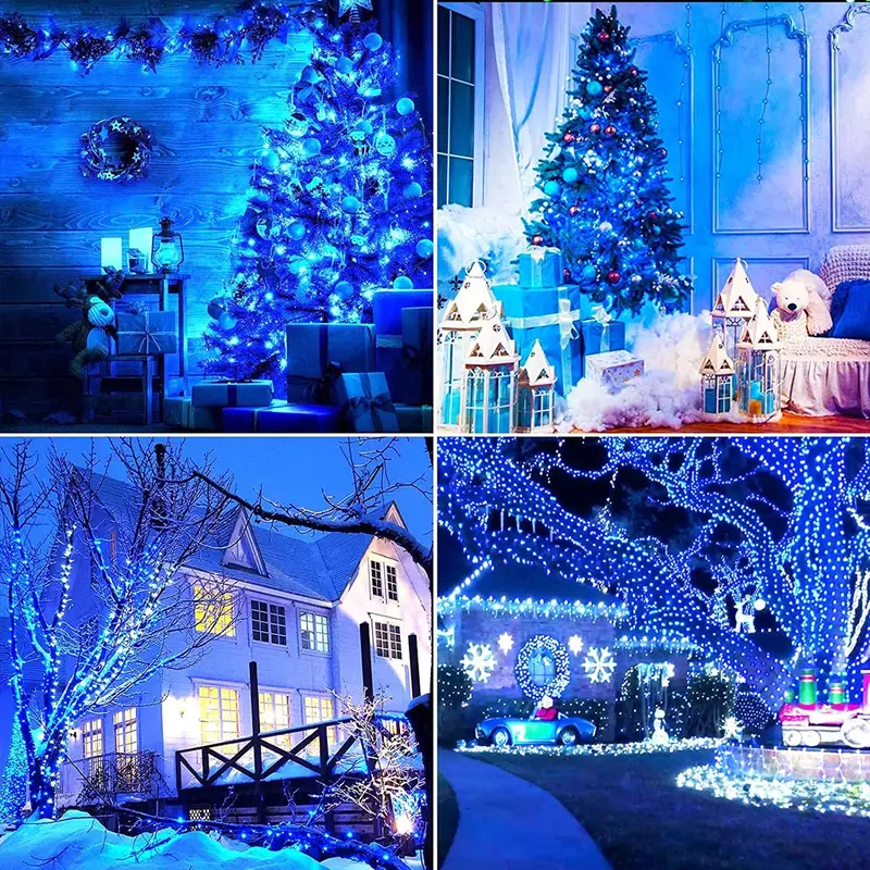Đèn năng lượng mặt trời, Đèn dây cổ tích LED, Không thấm nước, 8 chế độ ánh sáng, Có sẵn trong 103m / 52m / 42M / 32m / 22m / 12m / 7M, Thích hợp cho sân vườn, chủ đề, cây, trang trí đám cưới, quà tặng Giáng sinh và Năm mới 5