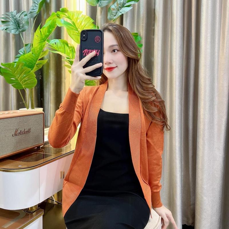 Áo khoác len kiểu dáng đuôi tôm, áo khoác nữ tay dài chất len mỏng phong cách hàn quốc dễ phối đồ 3