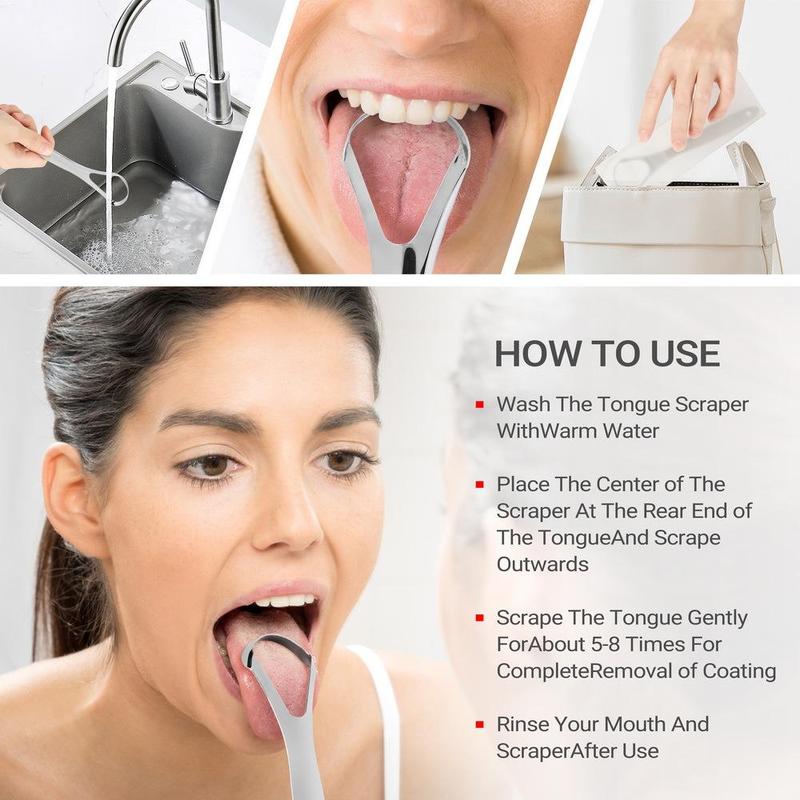 Stainless Steel Tongue Scraper, 3 Counts/set Portable U-shaped Tongue Cleaner, Oral Care Tool for Adults, Travel Tongue Scraper, Daily Oral Care Products 2