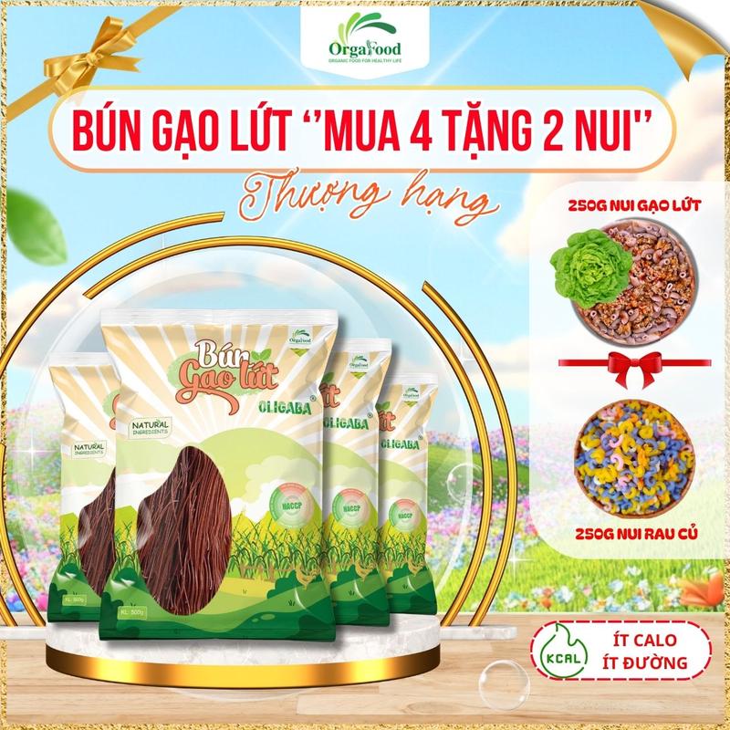 [COMBO SIÊU HỜI] Bún gạo lứt Orgafood 500g [Mua 4 tặng 2 nui 250g], ăn thực dưỡng, cho người tiểu đường, ăn chay, healthy, eatclean