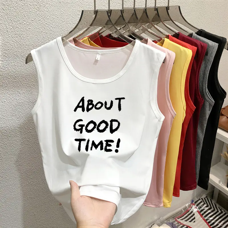 2025 Korean Loose Fit Tank, Sleeveless Graphic Tee, TikTok Viral, Breathable Cotton, Oversized Streetwear, Chic Summer Essential for Curvy Women!