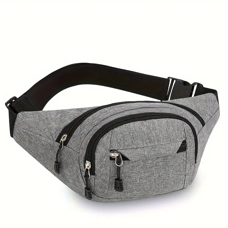 Men'S Nylon Waist Bag- Adjustable Strap, Multiple Zipper Pockets, Outdoor Sports Waist Bag, Suitable for Daily Commuting, Black, Multifunctional Travel Bag| Korean Style Bag| Adjustable shoulder strap bag, bag 7