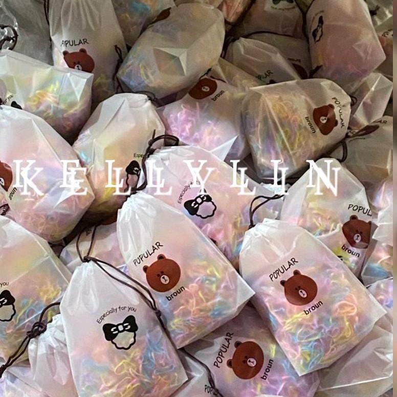 KARET JEPANG POUCH ISI 2000 PCS KARET RAMBUT FREE POUCH MIX WARNA Scrunchies 2