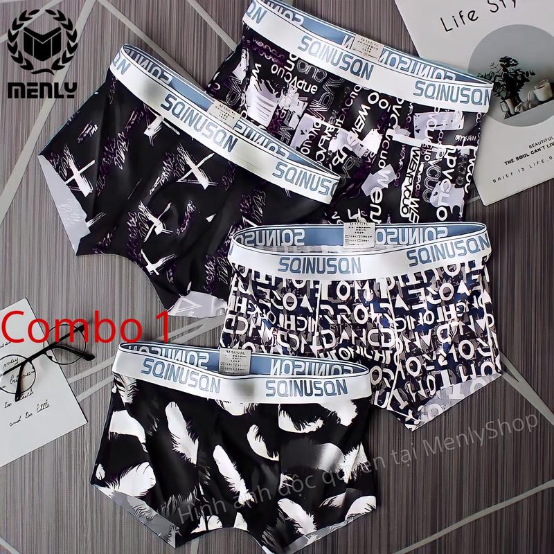 Combo 4 chiếc sịp thun lạnh SQ không viền may Nam Boxer  Quần Boxer