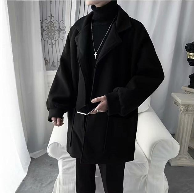Product Introduction of Áo khoác nam blazer form rộng chất dạ cổ V ulzzang unisex hàn quốc, Áo blazer nam khoác choàng nam trơn cổ vest bigsize học sinh đi học, Áo dạ choàng nam 5