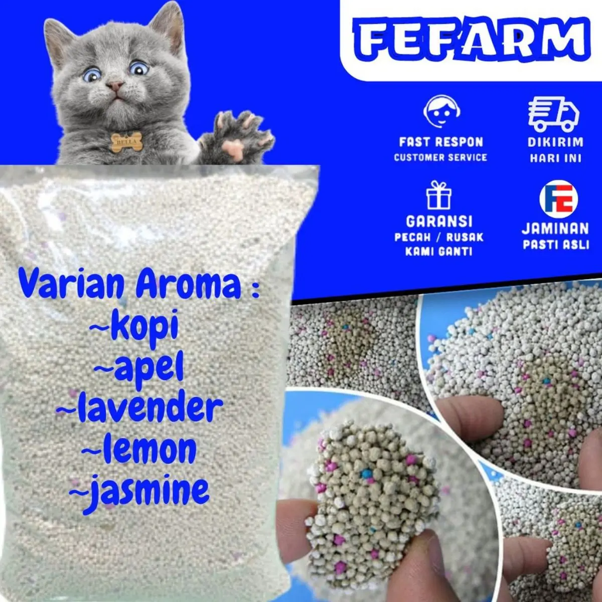 Pasir Kucing Gumpal Granul FEFARM