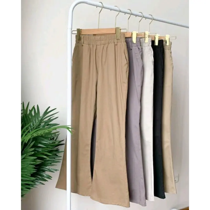 CELANA CUTBRAY WANITA BASIC PANTS Kain KATUN COMBET TWILL PREMIUM  BEST SELLER CELANA BerKaret/ Melar /Panjang Nyaman Standar Stretch Kerja Kulot 1