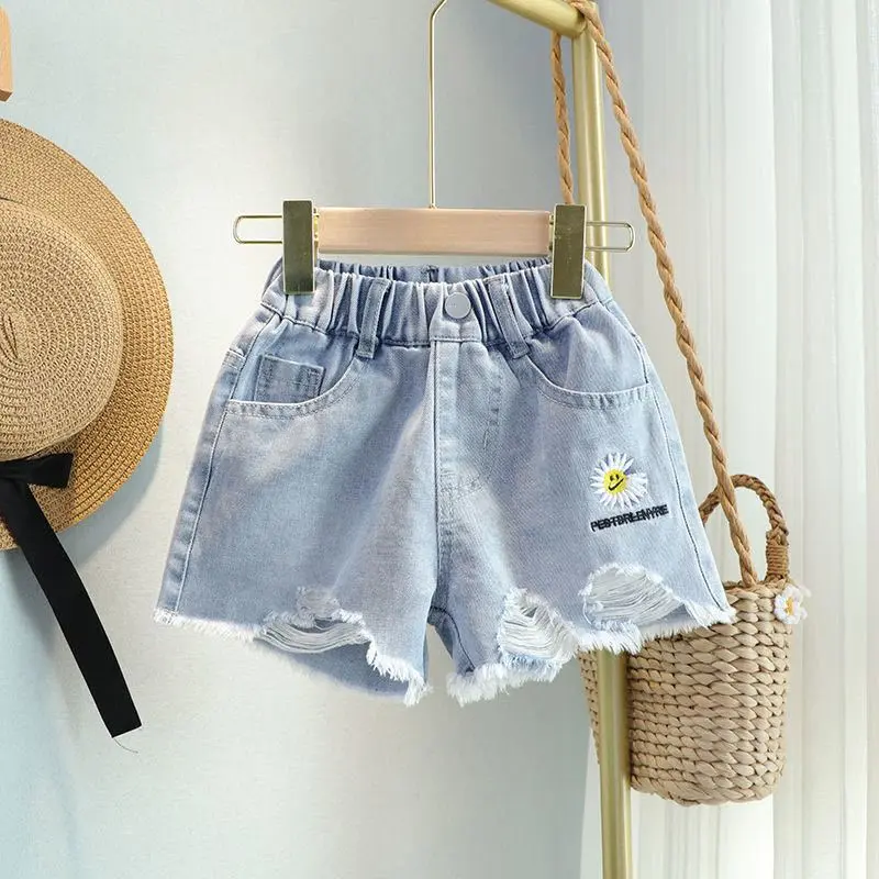 Quần Short Denim Mùa Hè, Phong Cách Hàn Quốc, Dành Cho Bé Gái, Thời Trang Mới, Có Thể Mặc Ngoài Trời, Quần Short Trẻ Em, Mỏng, Thích Hợp Cho Trẻ Em Trung Và Lớn, Quần Short Dễ Phối Đồ 6