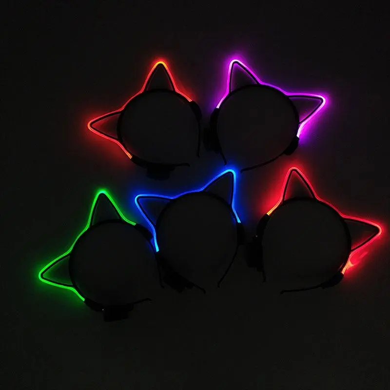LED Light Up Cat Ear Headband, 1 Count Cute LED Headband, Party Decoration Supplies for Festival, Party, Concert, Photobooth Props 2
