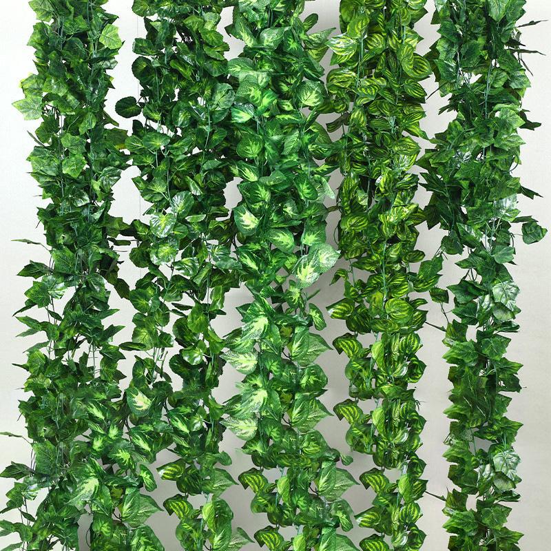 Dây leo giả 2.3m gồm 81 và 72 lá mô phỏng lá trầu bà lá dưa hấu thường xuân khoai lang trang trí tường nhà cửa đa dụng