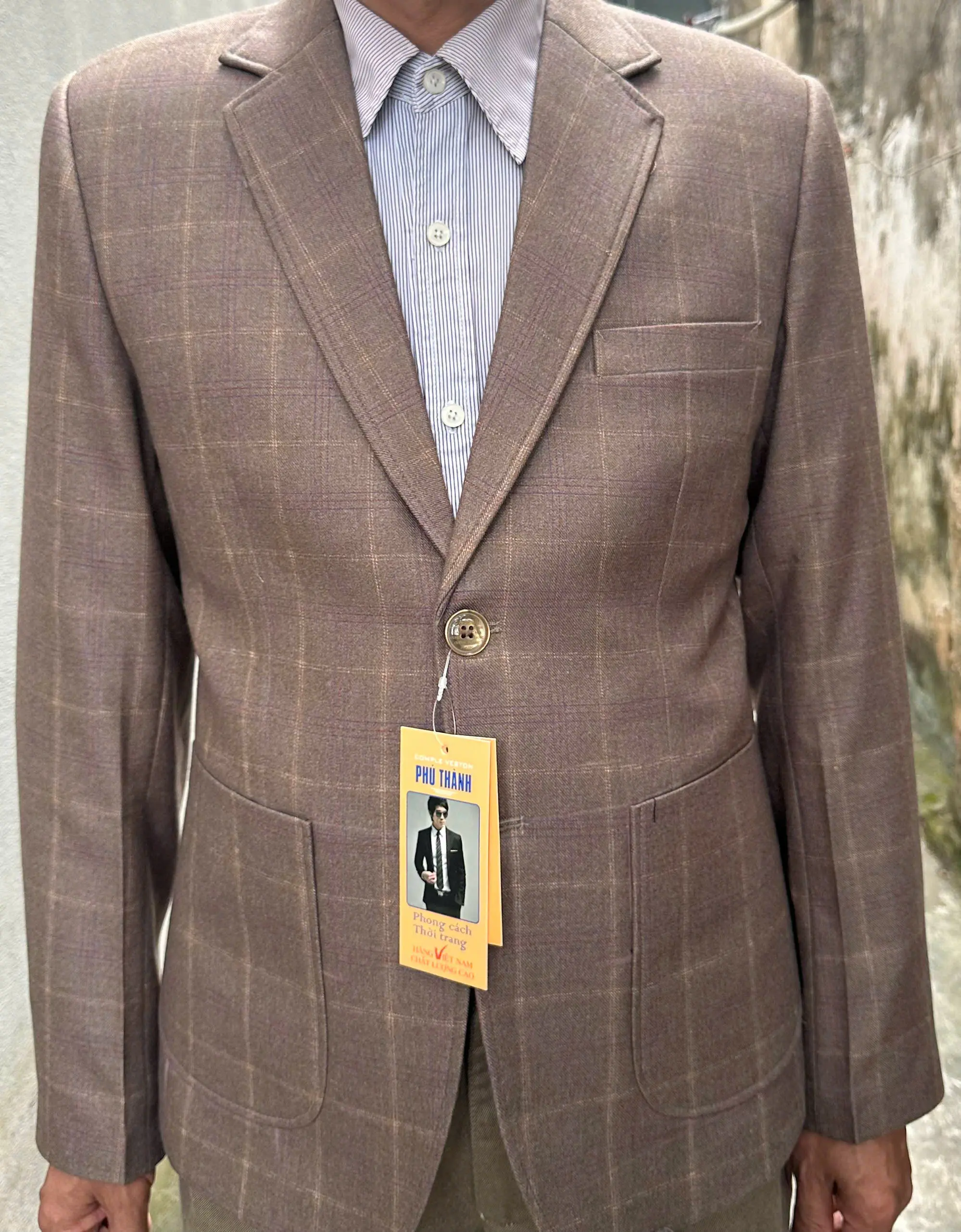 Áo Vest Đờ Mi Trung Niên Vàng Nâu Tây Kẻ Cao Cấp Nam Menswear