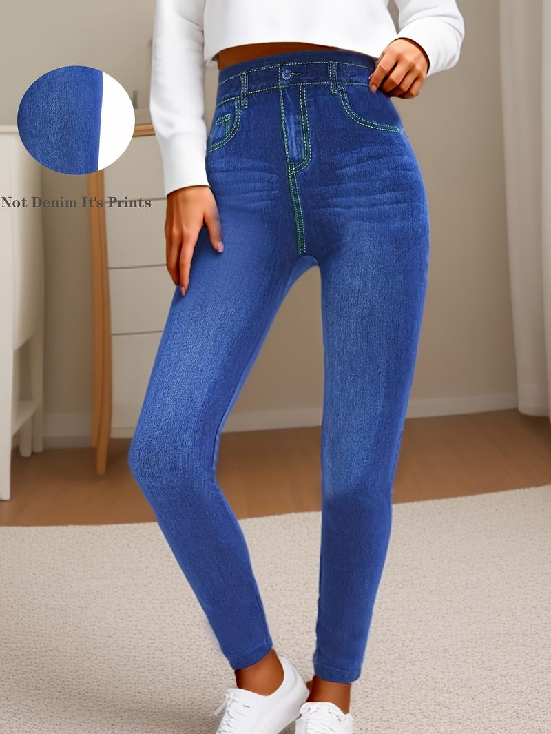 Denim leggings elastic waist best sale