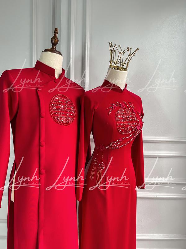 Áo dài cặp đỏ hot tua rua mùa cưới - Áo Dài Lynh Nữ Áo Cưới Váy Cưới Women Dress Voan Bo Chun Voan Bo Chun 1