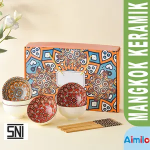 [SNI] MANGKUK KERAMIK | ALL-IN-ONE |  1 SET HAMPERS MANGKOK KERAMIK LENGKAP  CANTIK | SOUVENIR MANGKUK KOREA AESTHETIC | HARGA PER PAKET | INCLUDE KARDUS PACKAGING Makan Kitchenware