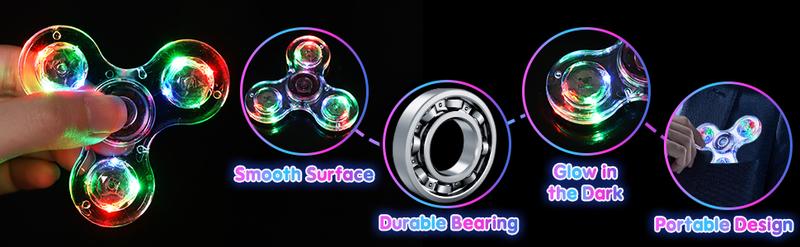 Product Introduction of Gigilli Fidget Spinner 12 Pack, Party Favors LED Light Up Fidget Spinner, Kids Fidget Spinners Bulk Goodie Bag Basket Stuffers, Glow in The Dark Party Supplies Prizes Gifts 2