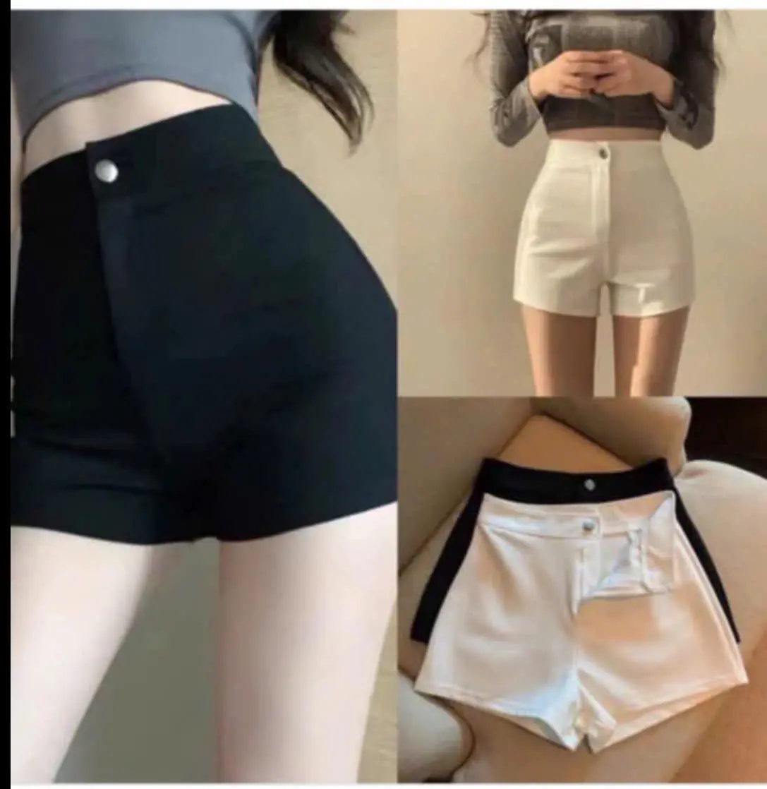 Quần Shorts Nữ Cạp Cao Dáng Ngắn,Có Túi Sau Có 2 Màu Đen Trắng Cơ bản.Ôm body Co Giãn 4 Chiều -Chất Vải Umi hàn Đẹp