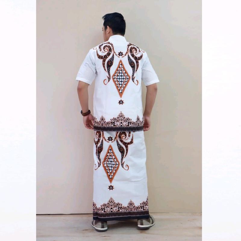 Baju kemeja koko setelan sarung batik solo full furing motif PERMATA PUTIH 8