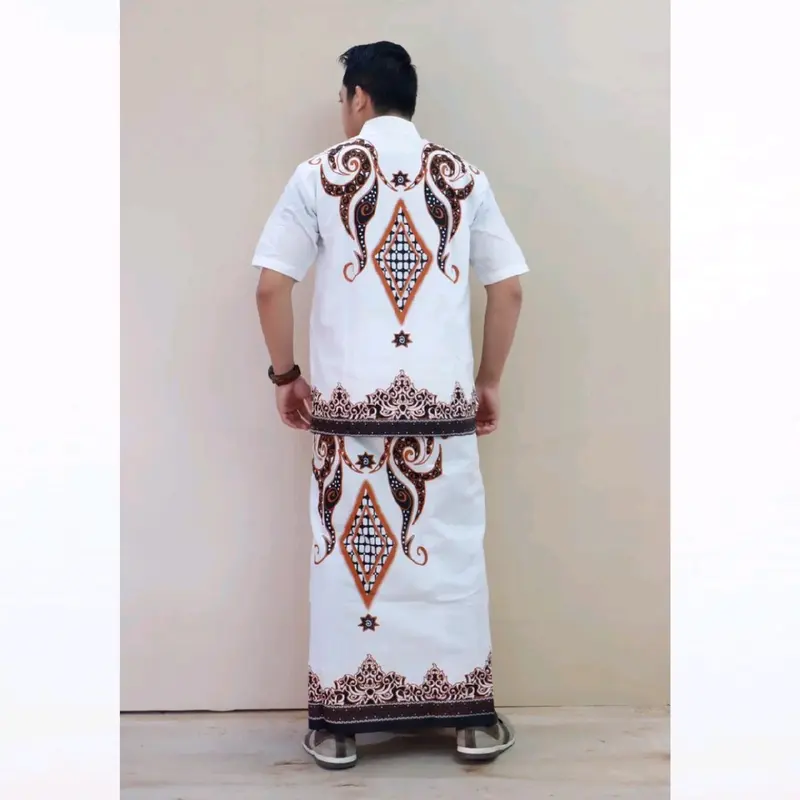 Baju kemeja koko setelan sarung batik solo full furing motif PERMATA PUTIH 7