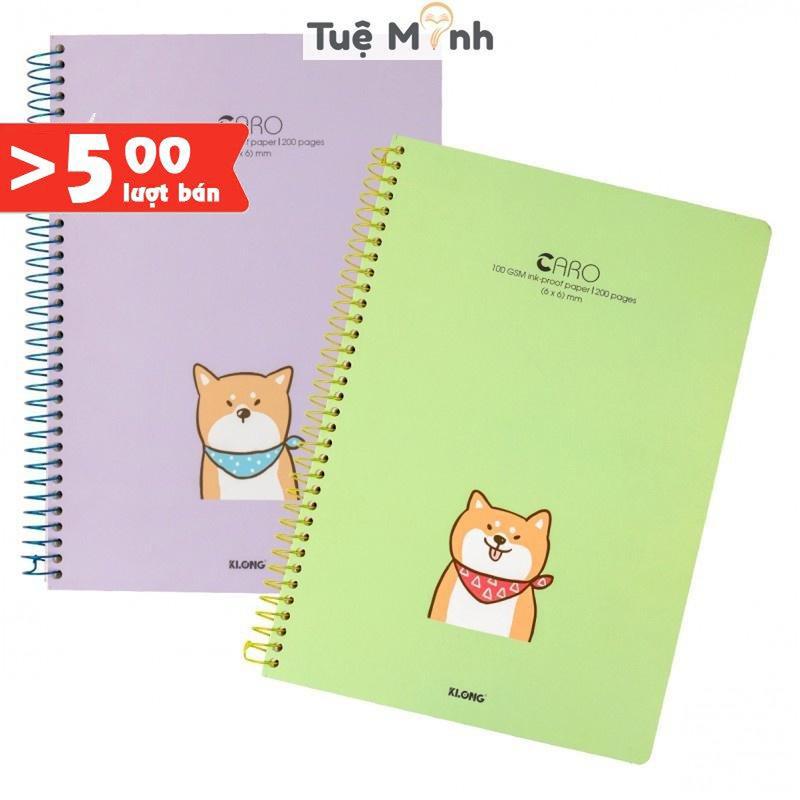 Sổ lò xo đơn A4 caro 6x6mm 200 trang KLong MS 590, tập vở bìa dễ thương, được chọn màu đáng yêu