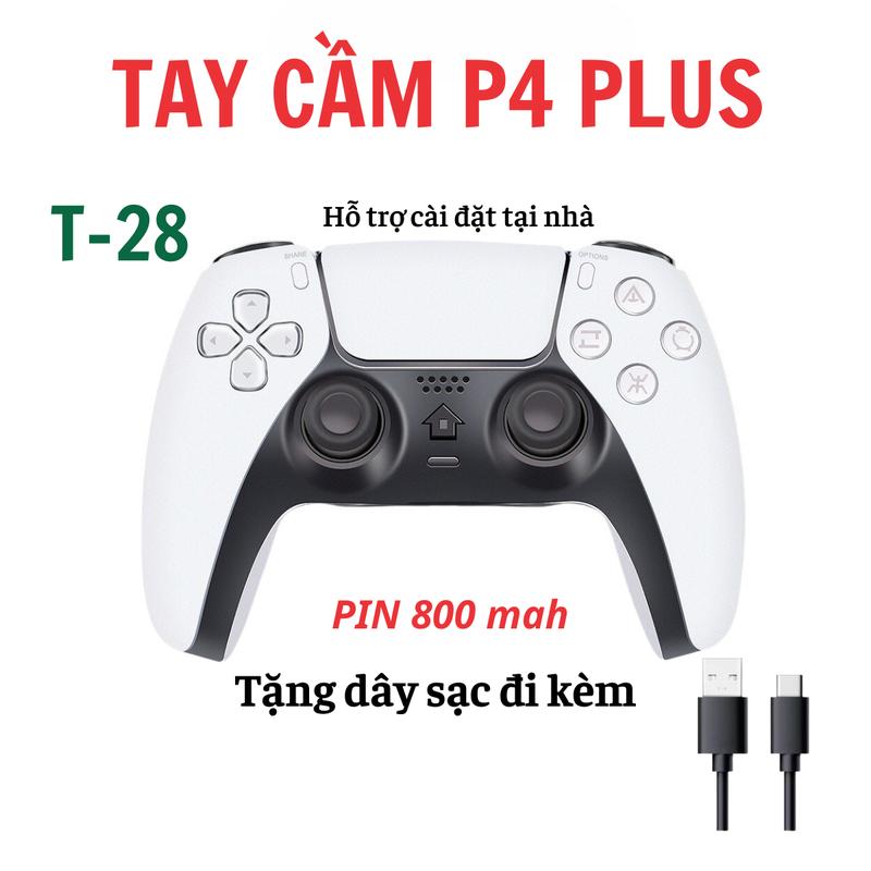  Tay cầm chơi game P4 Plus T28 không dây bluetooth và có dây chơi fifa online 4 và tất cả các game hỗ trợ tay cầm cần xoay 360 độ có đủ Toupad Tương thích PC Laptop IOS  adroi ĐT đầu Playtasion bảo hành 3 tháng Chơi Điện Tử Joystick 