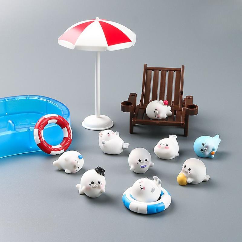 Product Introduction of Marine Cartoon Animal Resin Figurines Decorative Doll Desktop Miniature Decorations Office Desk Ornament Desktop Stress Relief Toy Figures Accessory Gift 16