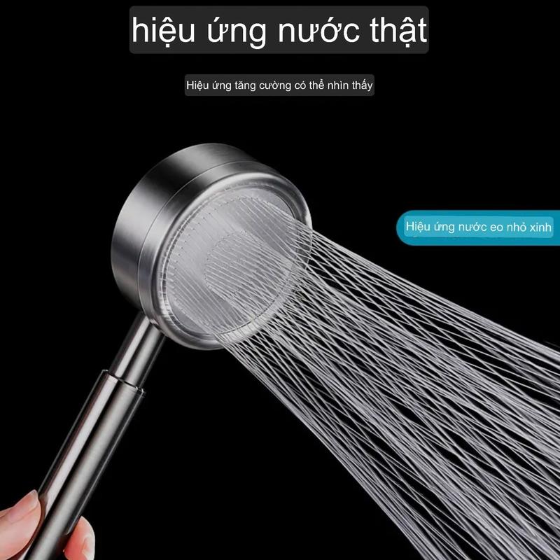 Vòi sen tăng áp tay sen tắm Massage Inox 304 Tròn dày tạo tia nước hình Tháp Nước tạo cảm giác thư giãn dễ chịu