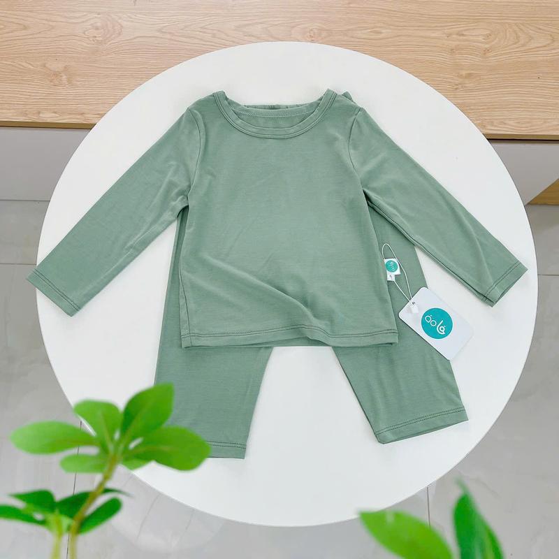 Bộ dài tay cho bé 95% sợi sồi Modal Áo Lá Homewear A221, pizama bé trai gái bốn mùa mát lạnh mềm mướt 2