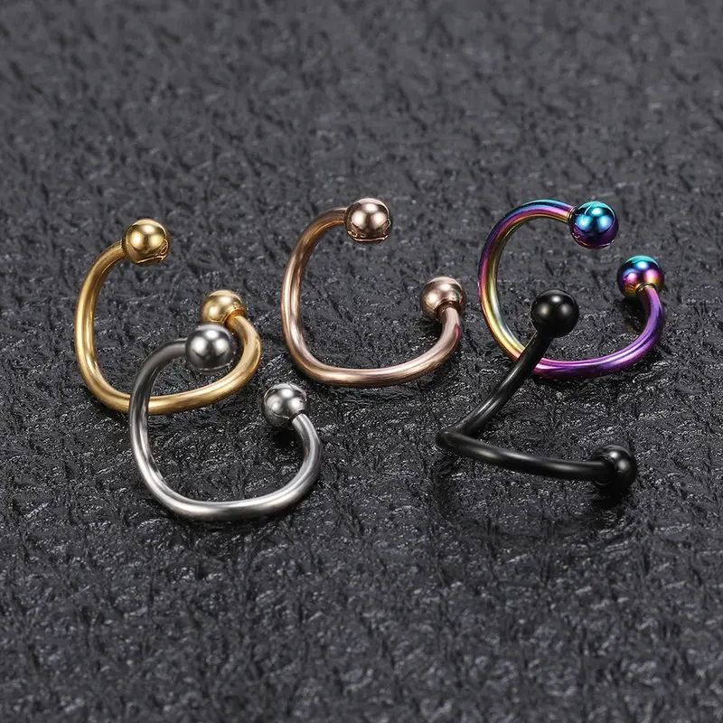 Stainless Steel Hoop Earrings Cartilage Lip Piercings Spiral Nose Rings Nostril Piercings Round Earrings 4