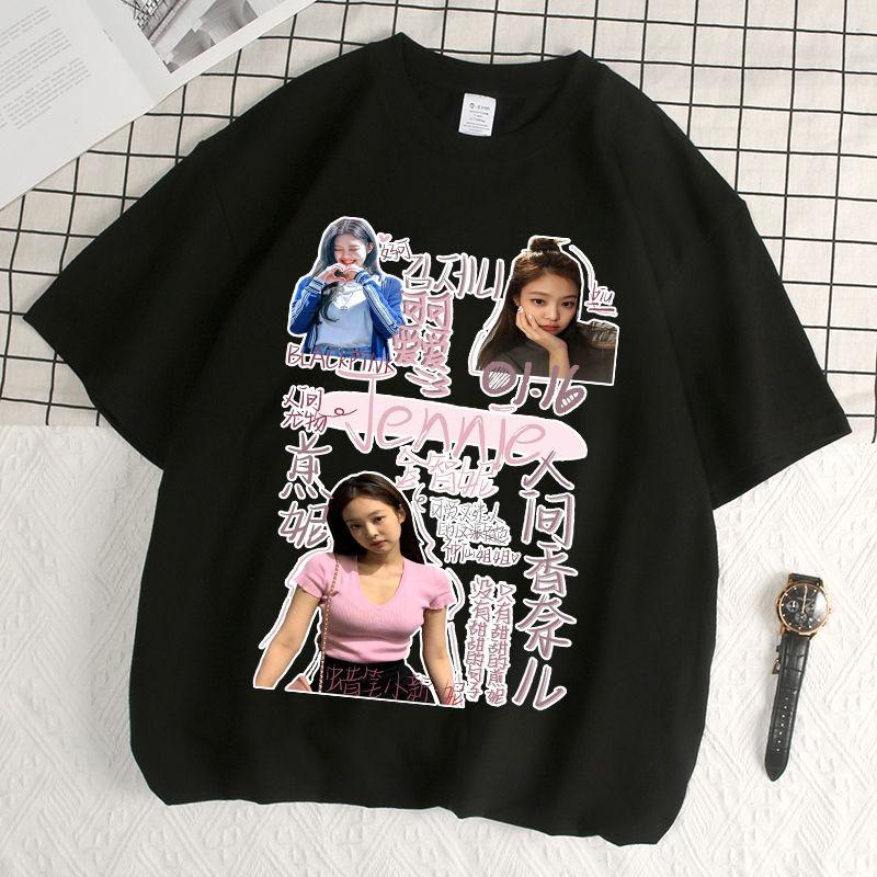 Quần Áo Cùng Nhập Khẩu BLACKPINK, Đội Nữ Hàn Quốc Màu Hồng Và Đen Lisa, Trang Phục Quảng Cáo Bài Hát-Hỗ Trợ, Áo Thun Ngắn Tay, Áo Thời Trang Nữ Top Women Cổ Tròn Cổ Tròn Umi 6