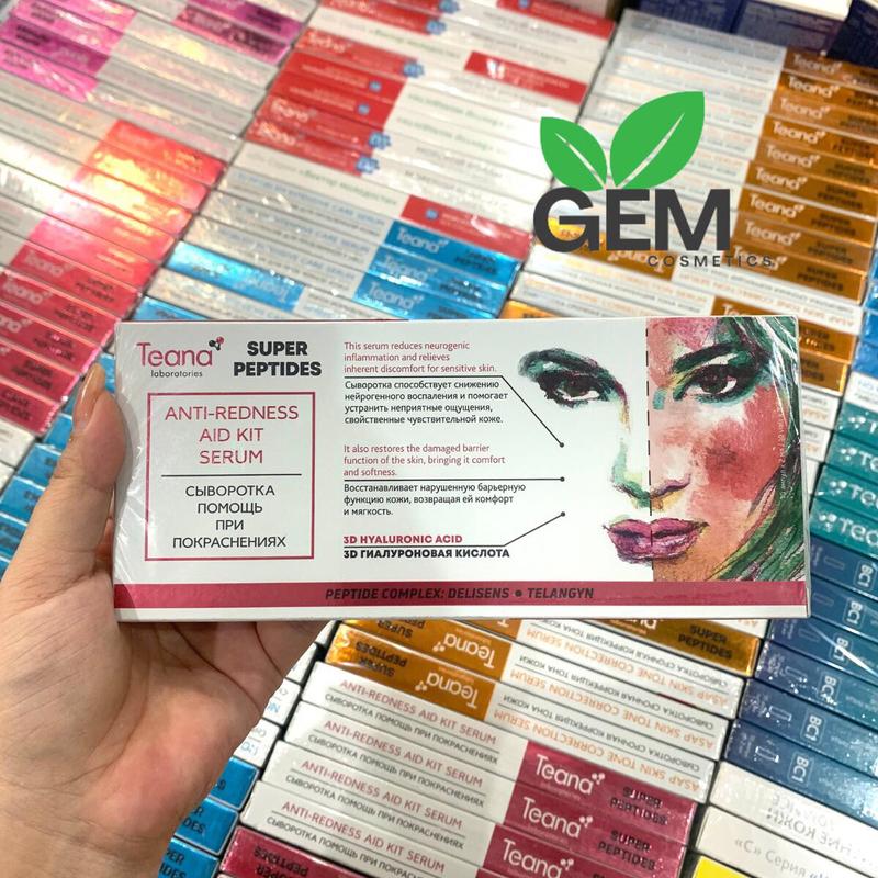 Serum Teana Super Peptide Anti-Redness Aid Kit giảm đỏ, v iêm và phục hồi da mụn nhạy cảm hộp 10 ống hàng Nga