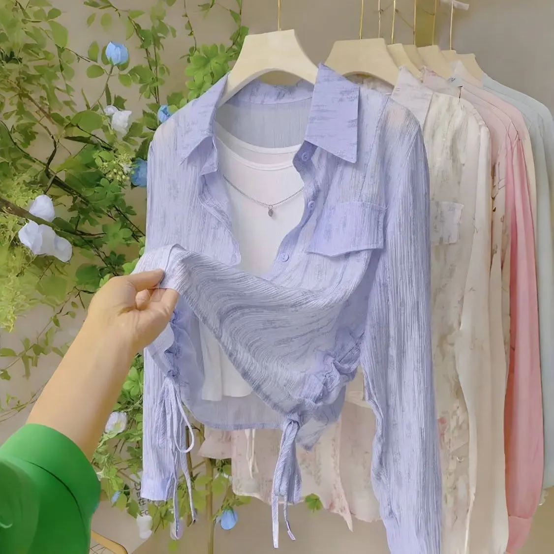 Áo Sơ Mi Tie-Dye Và Quần Áo Chống Nắng, Áo Voan Dài Tay Mùa Hè Cho Nữ, Thiết Kế Sang Trọng Và Đẹp Mắt, Áo Thích Hợp, Hàng Mới Về Mùa Hè 2024 Women Top