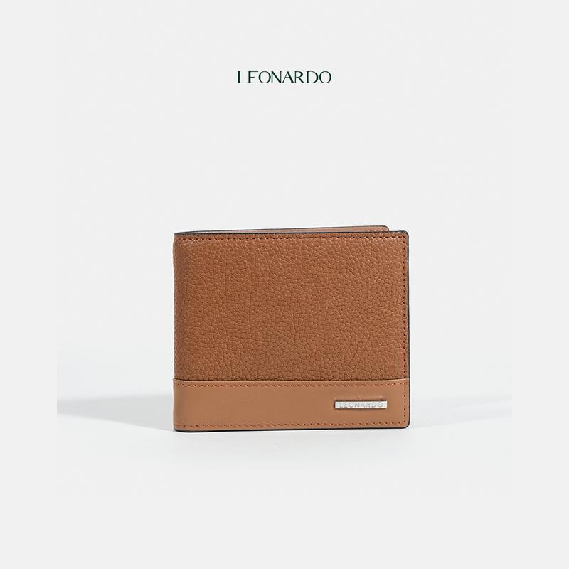 Ví Nam dáng gập Harrison 3 màu dáng ngang, chất liệu bên ngoài da Togo và bên trong da Swift cao cấp, bền bỉ - LEONARDO