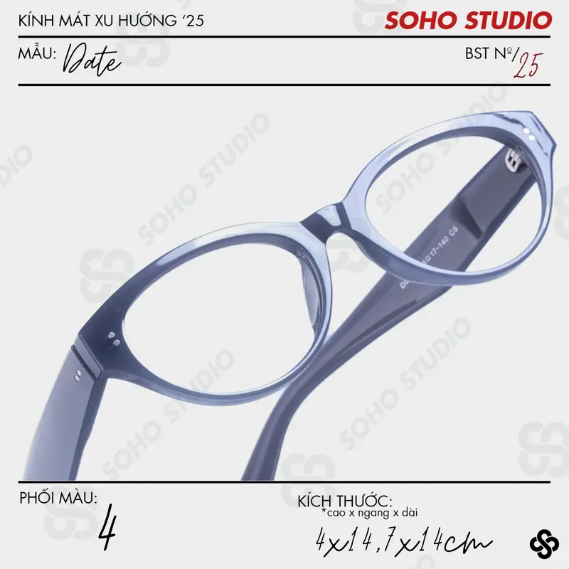 Gọng kính DATE Soho Studio gọng mắt mèo thanh mảnh sang xịn mịn Mắt Kính chống tia UV 1
