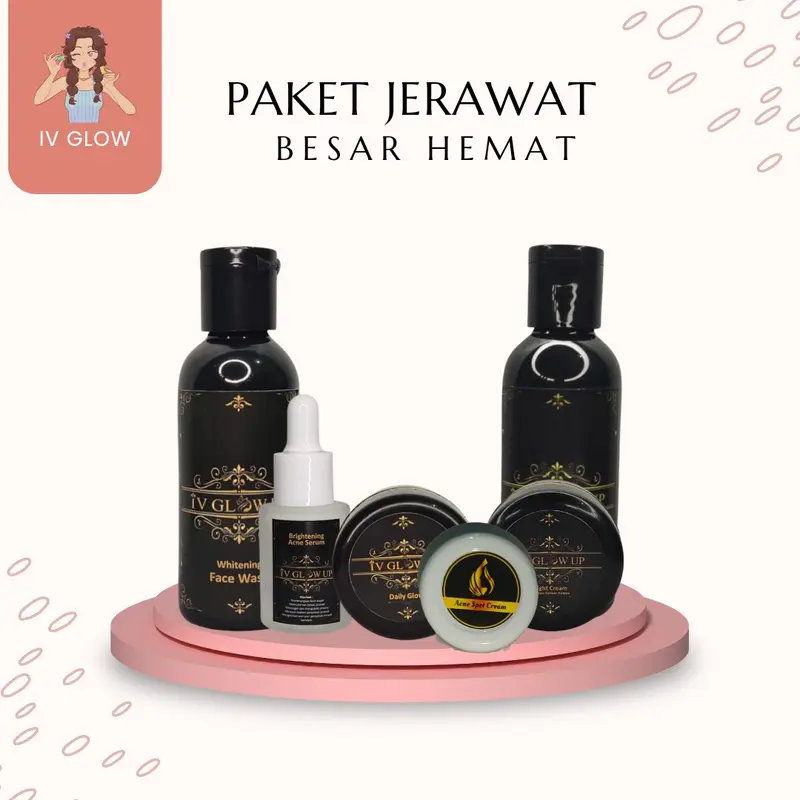 {FREE GIFT} IV GLOW Paket Jerawat Berat & Bruntusan Pencerah Wajah Perawatan Hitam Memutihkan 1
