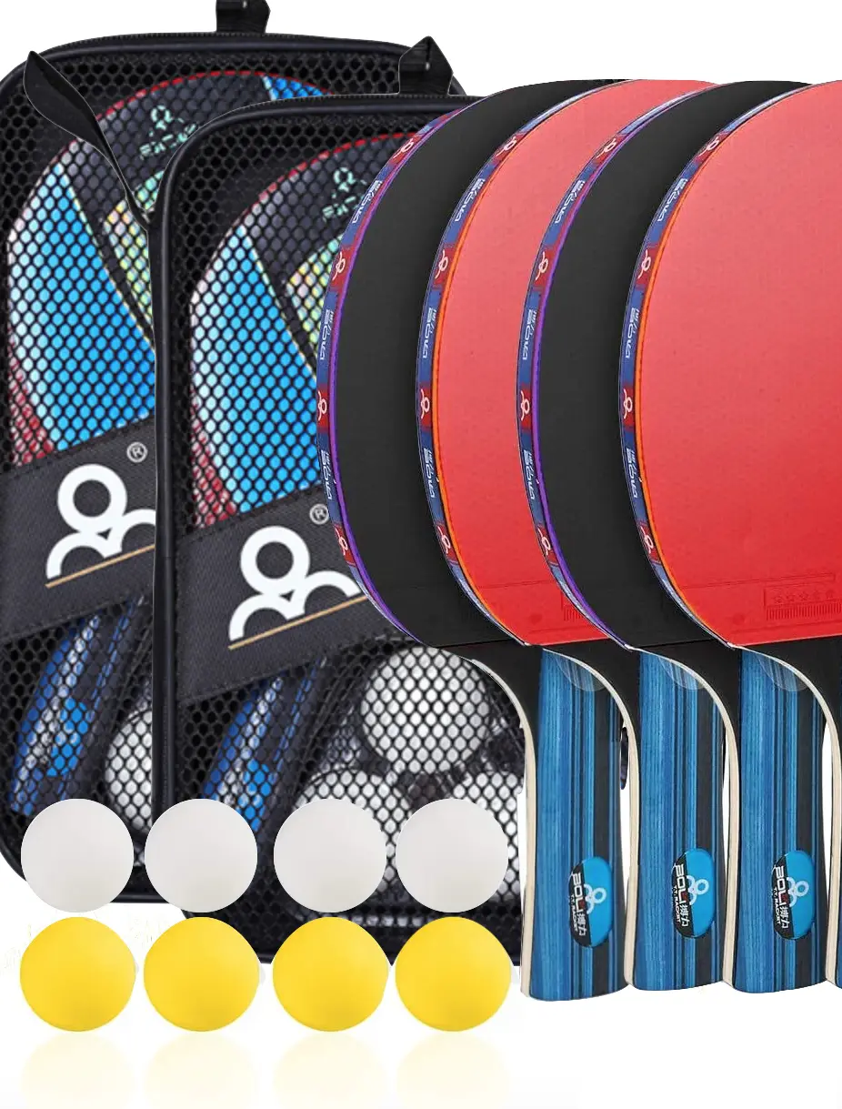 UK Seller - Table Tennis Set, Portable Table Tennis Bats and Balls | 4x Ping Pong Paddle for Children and Adult Table Tennis Racket Set