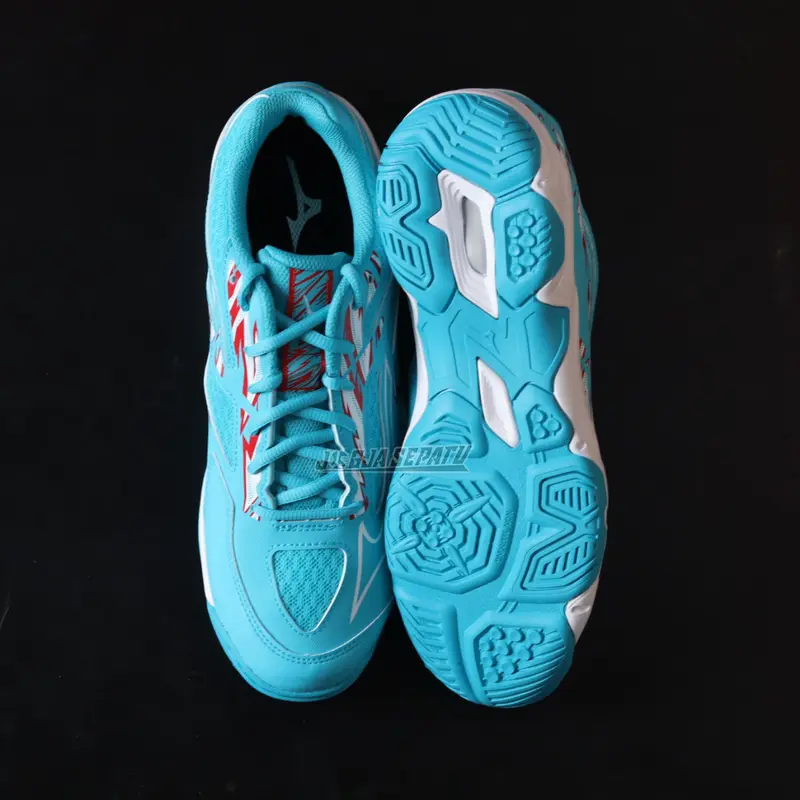 Mizuno Sepatu Voli Wave Thunderstorm - Scuba Blue/White/High Risk Red 3