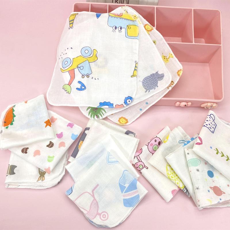 Khăn Tay Gạc Đôi Mật Độ Cao, 20X20Cm, Khăn Mặt Tắm, Gạc In Hoạt Hình, Khăn Vuông Cho Ăn 1