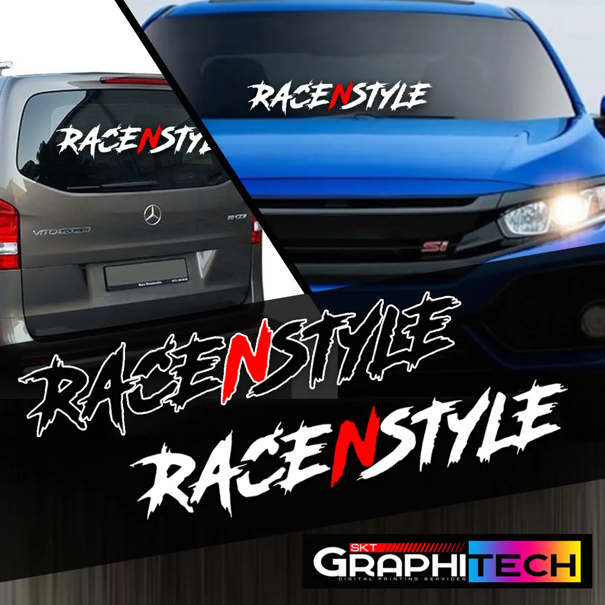 RACENSTYLE STYLE DIE-CUT VINYL STICKER FOR CAR WINSHIELD / 1 PC ONLY
